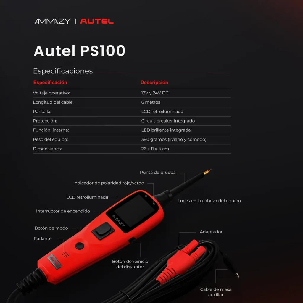 Scanner Automotriz Autel Ds900bt + Punta Lógica Ps100 Combo