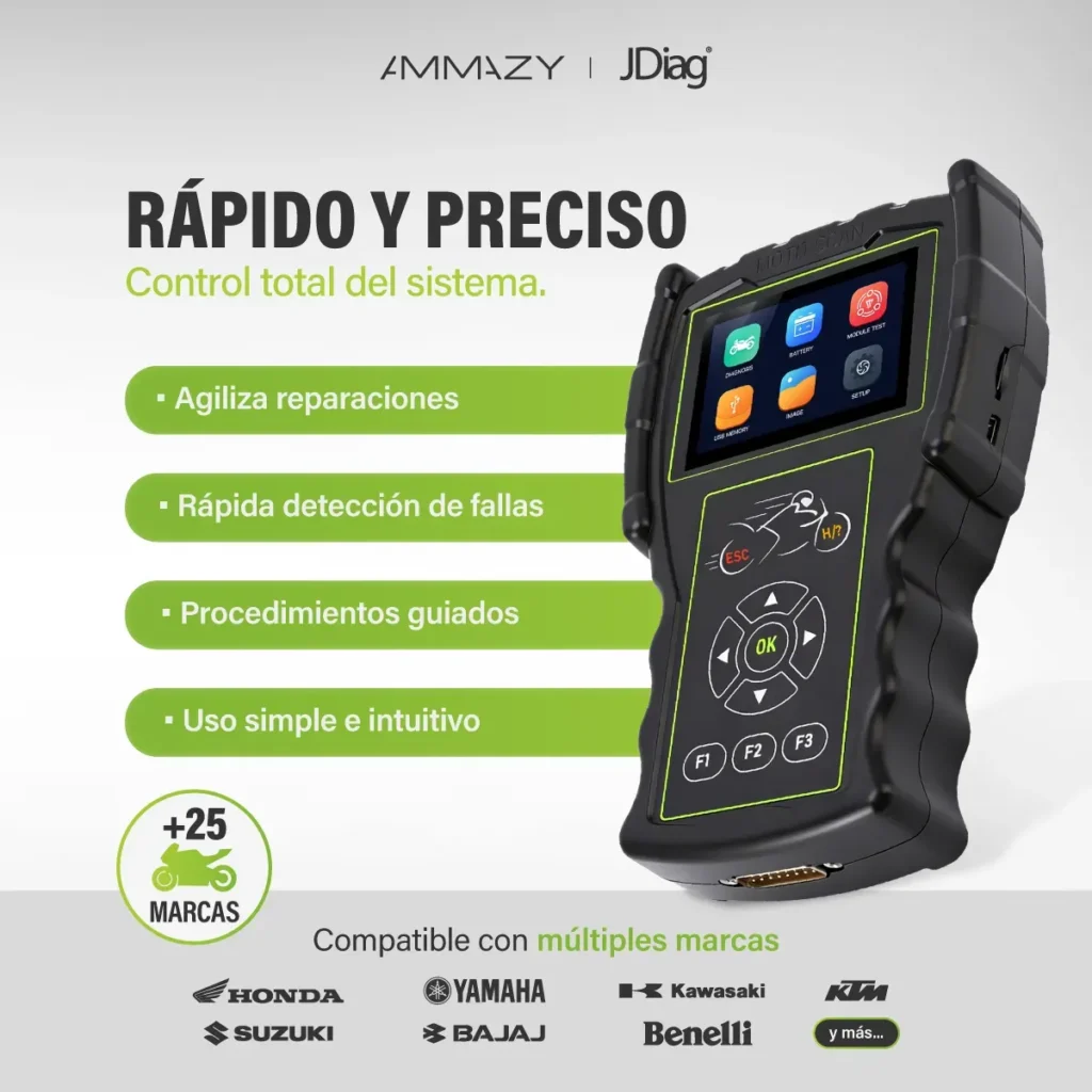 Kit Scanner Motos Jdiag M100 Pro Tester Eléctrico Ps100 Pro