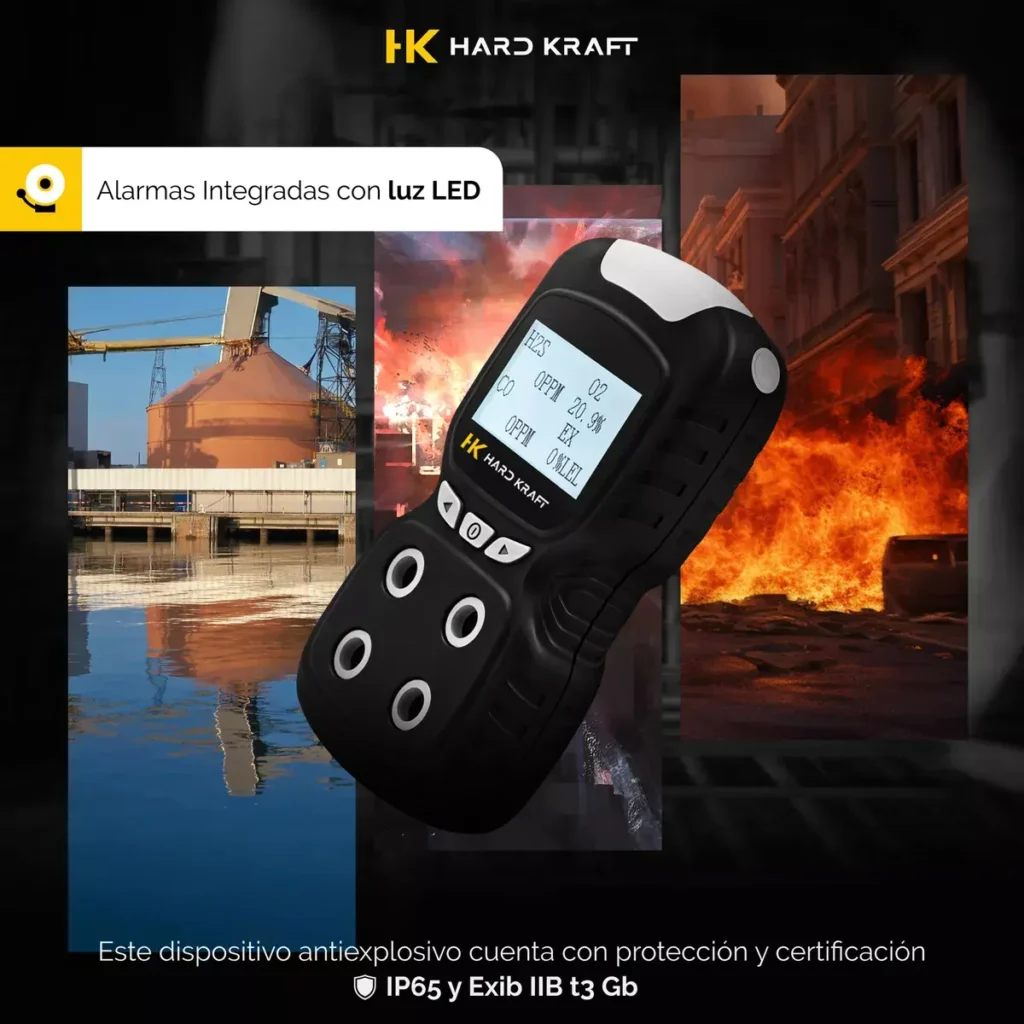 Detector 4 Gases Industrial Multigas Co2 H2s O2 Lel Digital