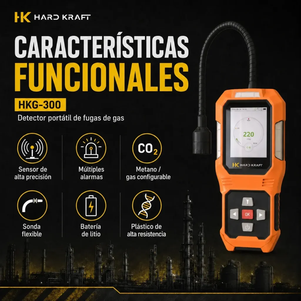 Detector De Fugas De Gas Profesional Hardkraft Hkg-300
