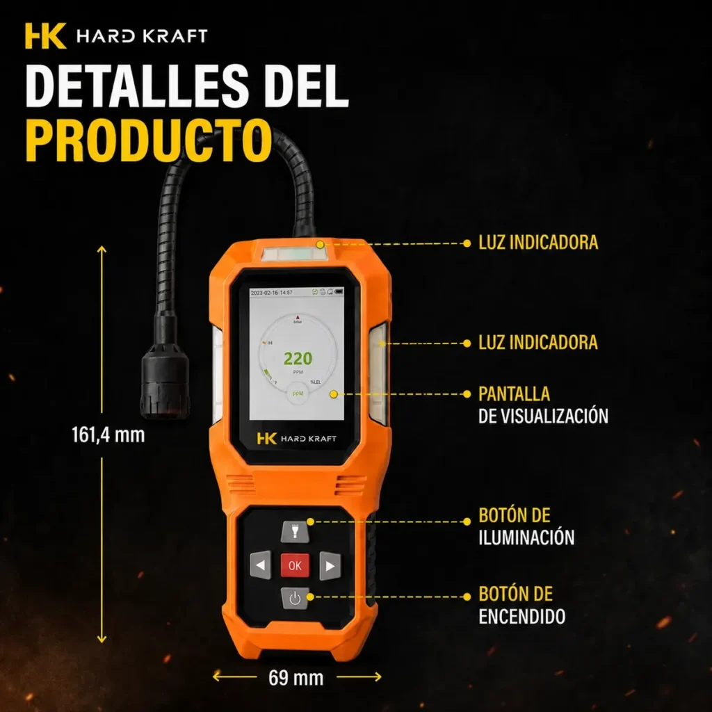 Detector De Fugas De Gas Profesional Hardkraft Hkg-300