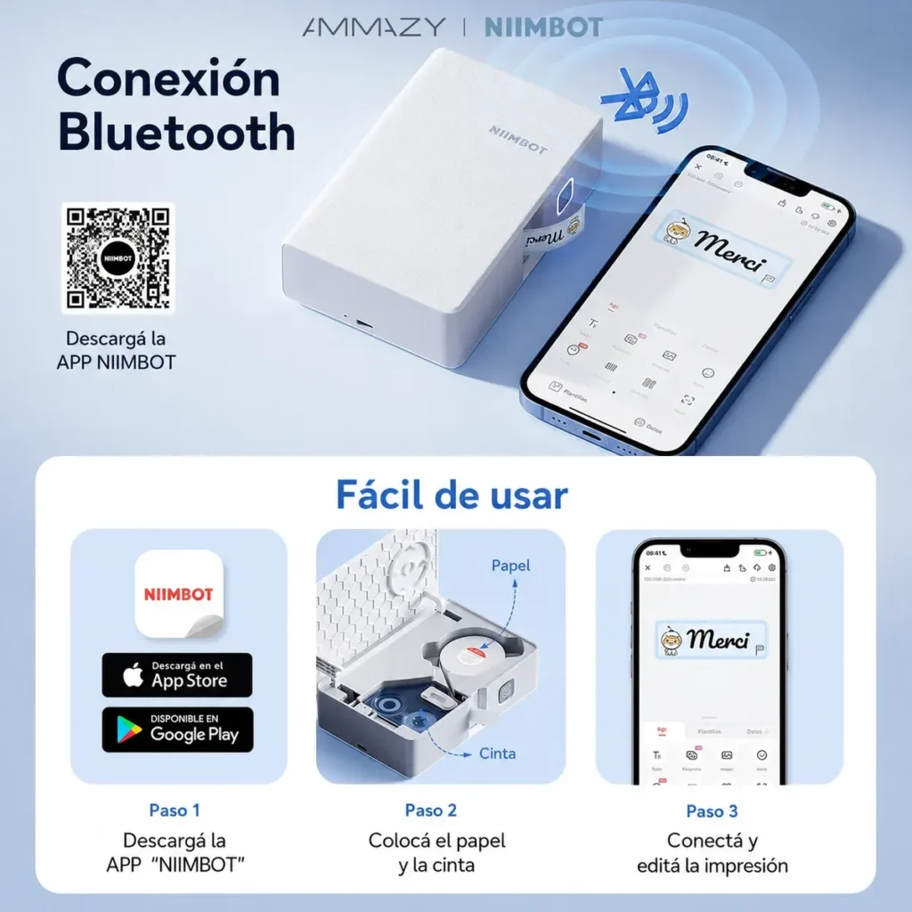 Rotuladora Niimbot N1 Transferencia Térmica Bluetooth Blanco