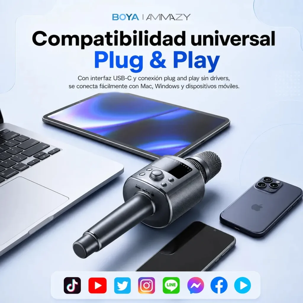 Microfono Inalambrico Portatil Boya Km8 Karaoke Parlante