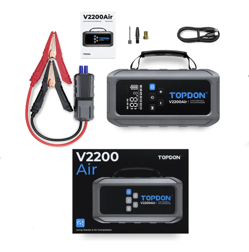Arrancador con Compresor TOPDON V2200Air 2200 A 150 PSI