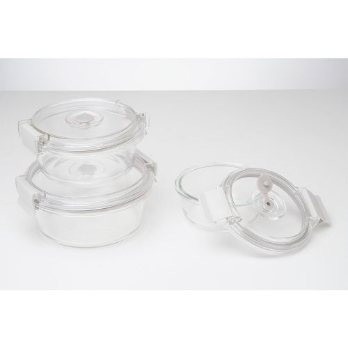 Set de 3 contenedores Fravega Home de vidrio circulares