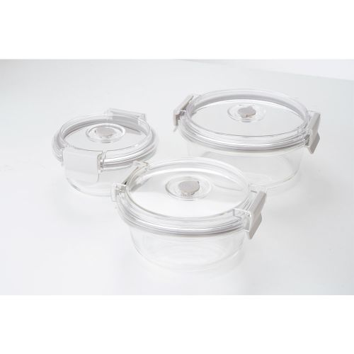 Set de 3 contenedores Fravega Home de vidrio circulares