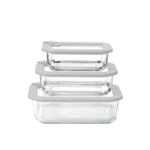 Set de 3 contenedores Fravega Home de vidrio