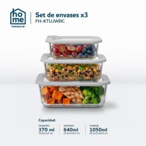 Set de 3 contenedores Fravega Home de vidrio