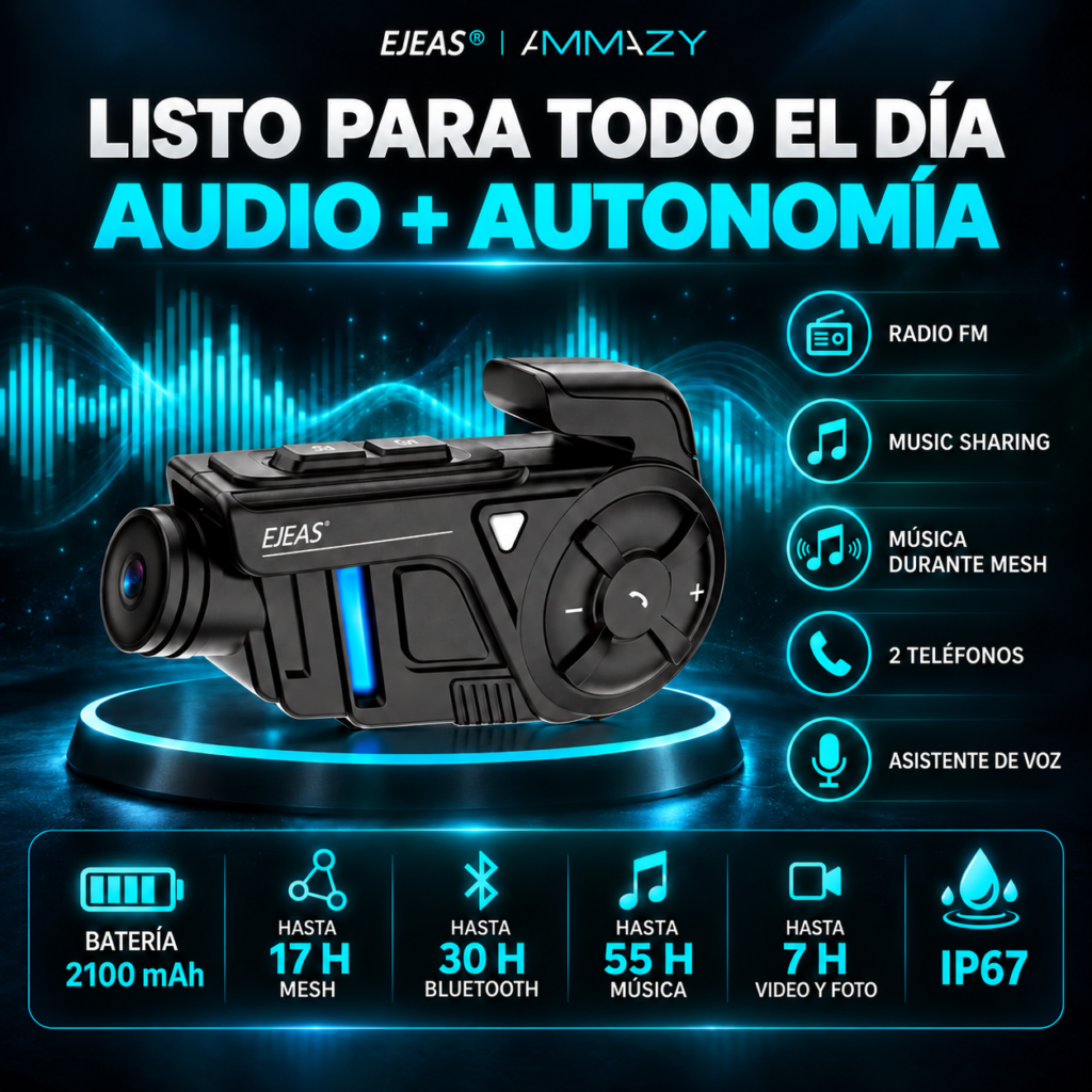 Intercomunicador EJEAS K1 PRO Mesh con Cámara 2K para Moto