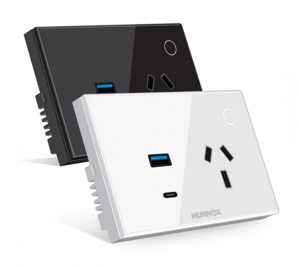 Tomacorriente con USB Hunnox DM-TCUSBAC30WF-BLA