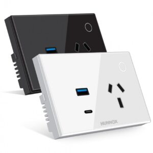 Tomacorriente con USB Hunnox DM-TCUSBAC30WF-BLA