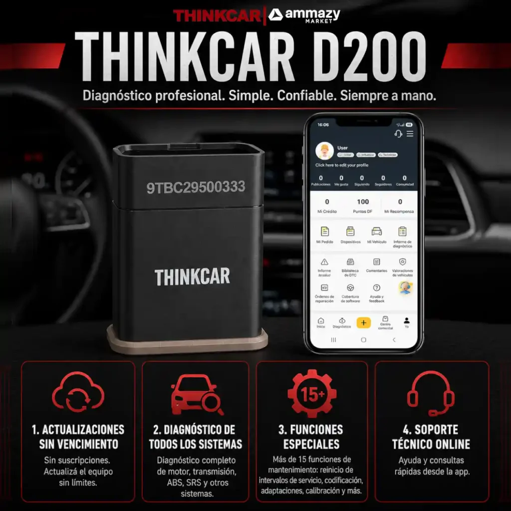 Escáner Automotriz Thinkcar D200 Bluetooth OBDII