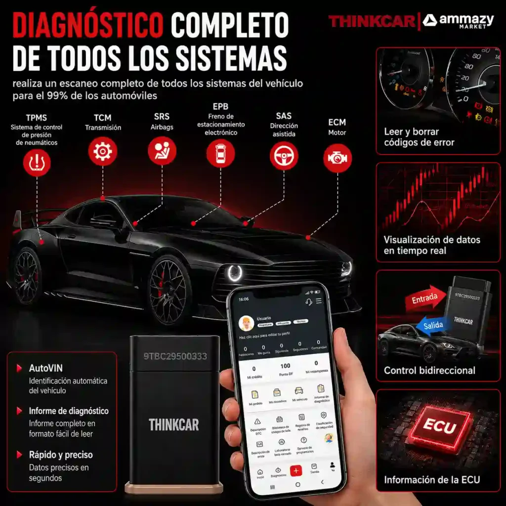 Escáner Automotriz Thinkcar D200 Bluetooth OBDII