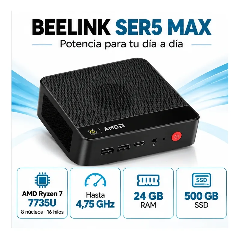 Mini PC Beelink SER5 Max Ryzen 7 7735U 24GB 500GB LAN 2.5G