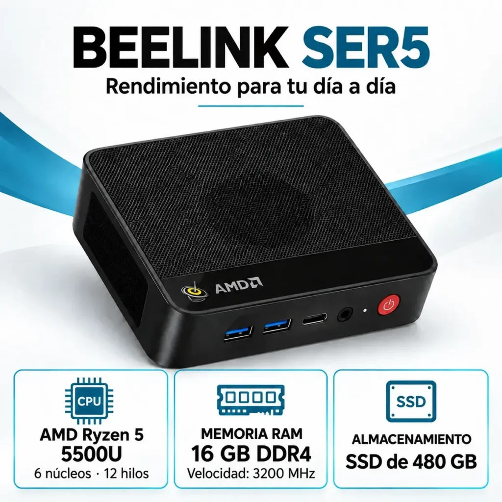 Mini PC Beelink SER5 Ryzen 5 5500U 16GB 480GB LAN 2.5G