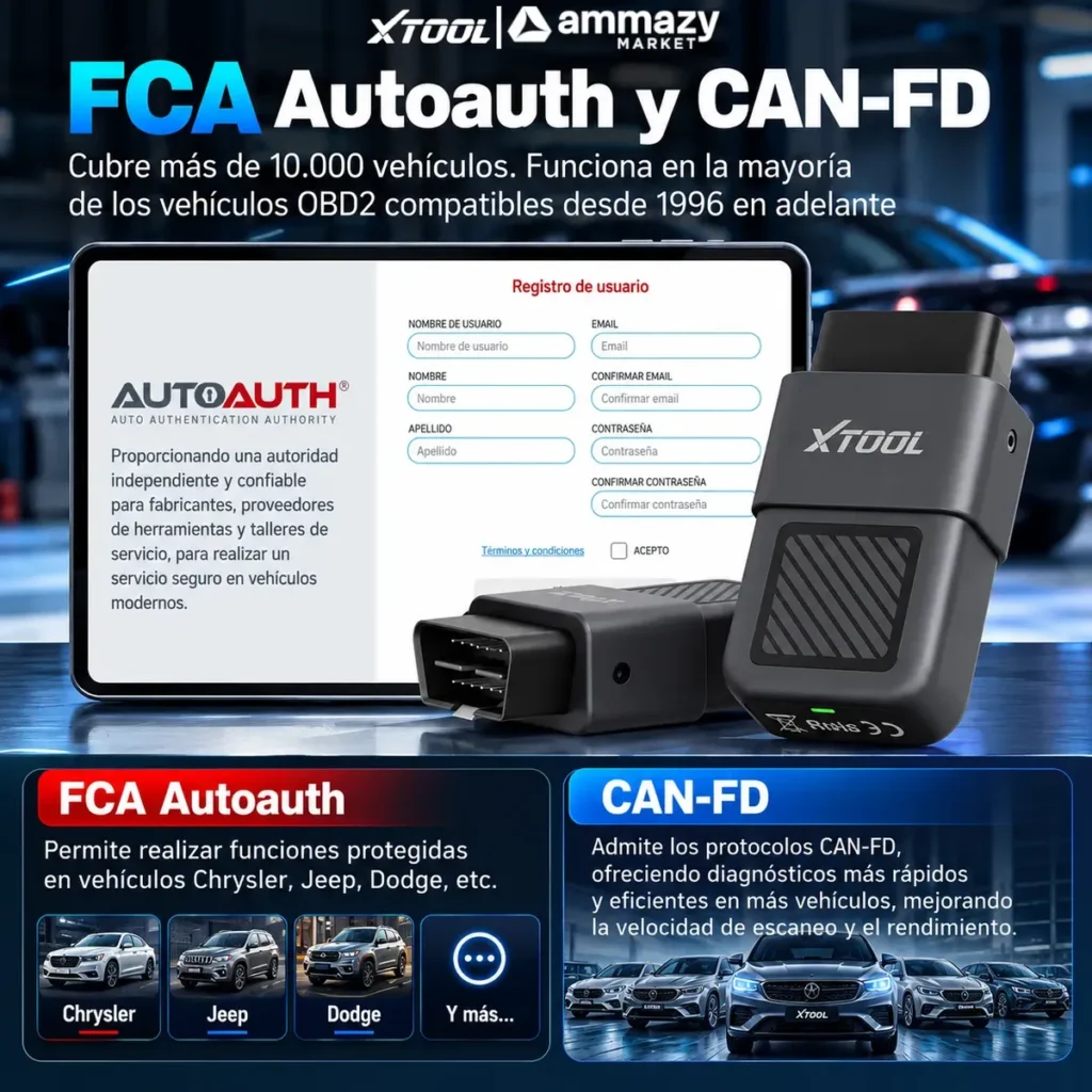Scanner diagnóstico XTOOL Anyscan A30X Bluetooth OBD2 para celular