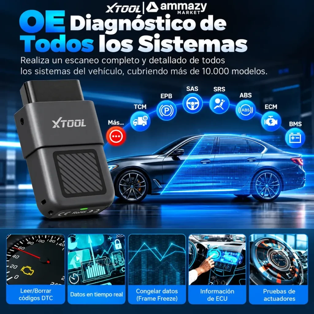 Scanner diagnóstico XTOOL Anyscan A30X Bluetooth OBD2 para celular