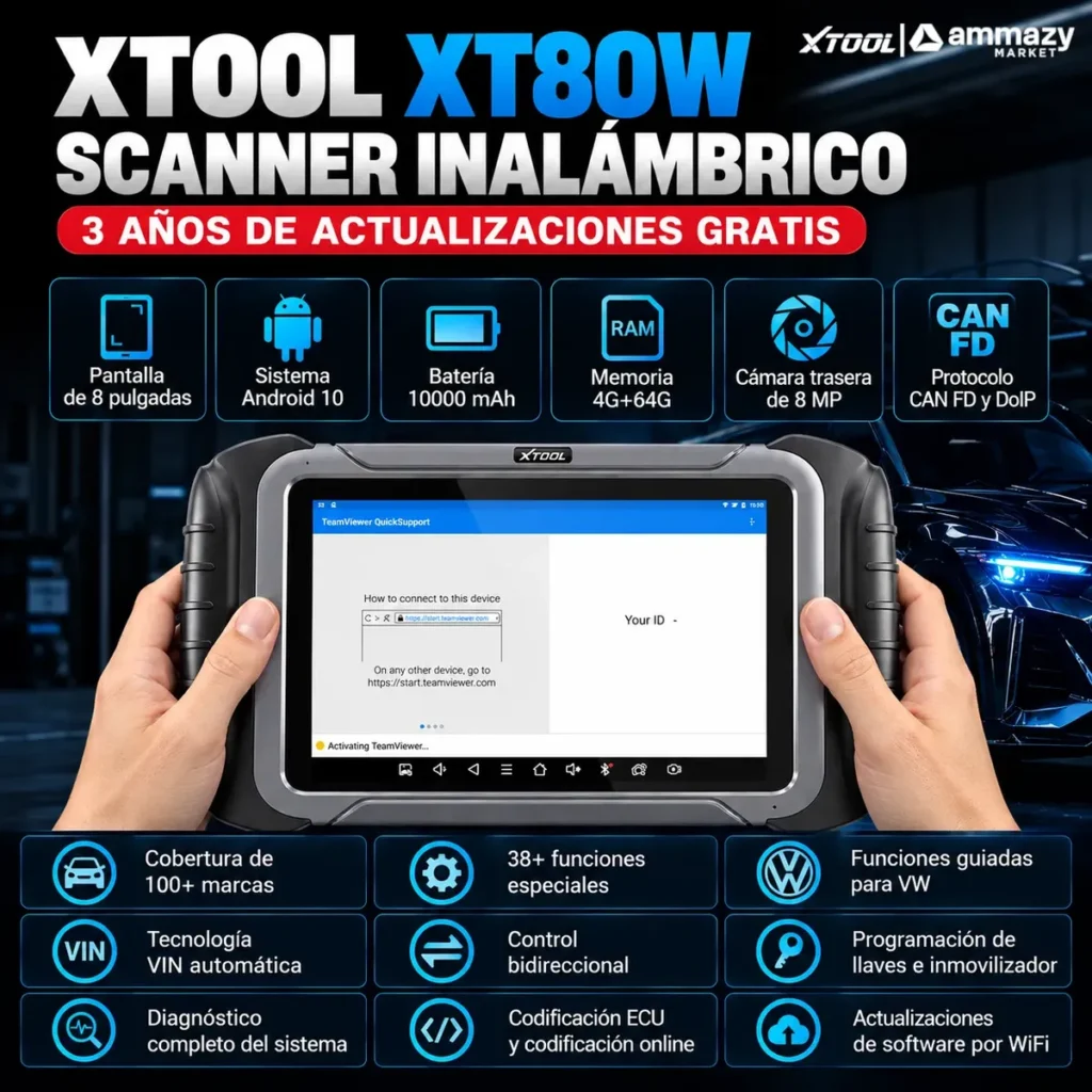 Scanner automotriz XTOOL XT80W WiFi Full System de 8 pulgadas