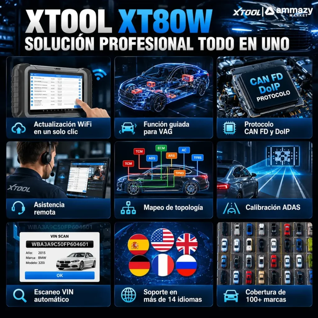 Scanner automotriz XTOOL XT80W WiFi Full System de 8 pulgadas