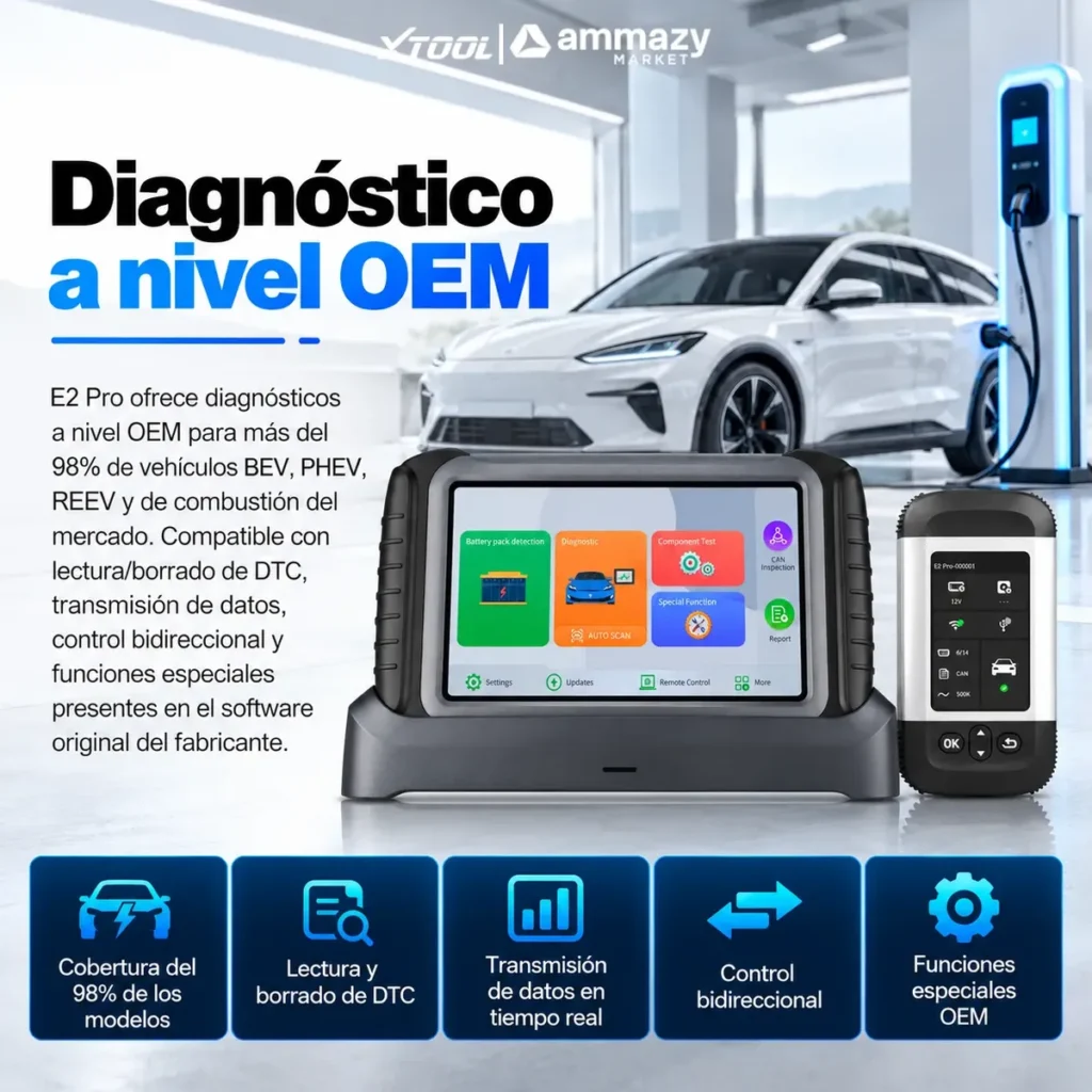 Scanner XTOOL E2 Pro para vehículos eléctricos y diagnóstico de baterías