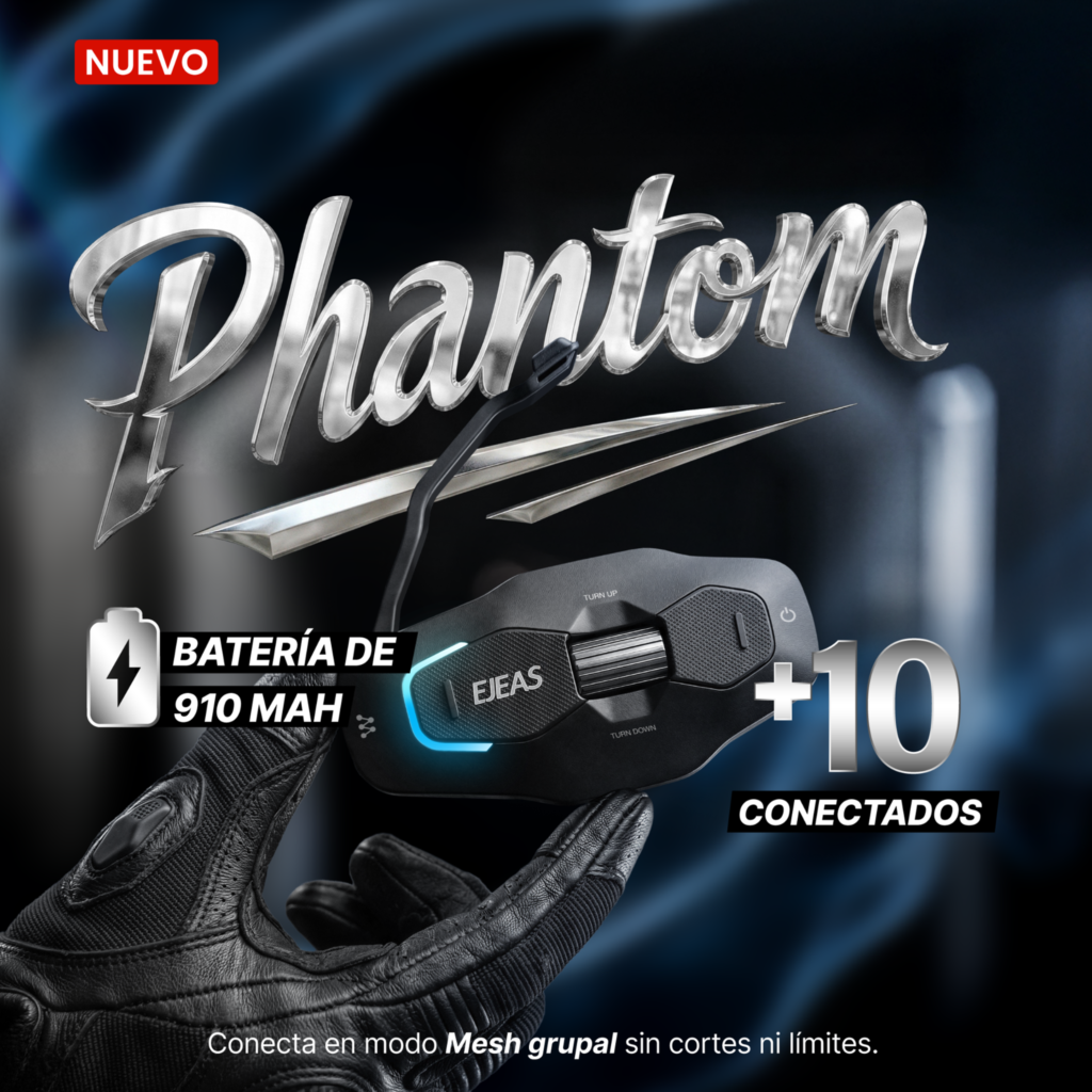 Intercomunicador Ejeas X10 Phantom 3ra Gen Mesh 10 Personas