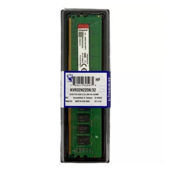 Memoria Ram UDIMM KINGSTON KVR 32GB DDR4 3200MHz CL22 1.20V Single Negro