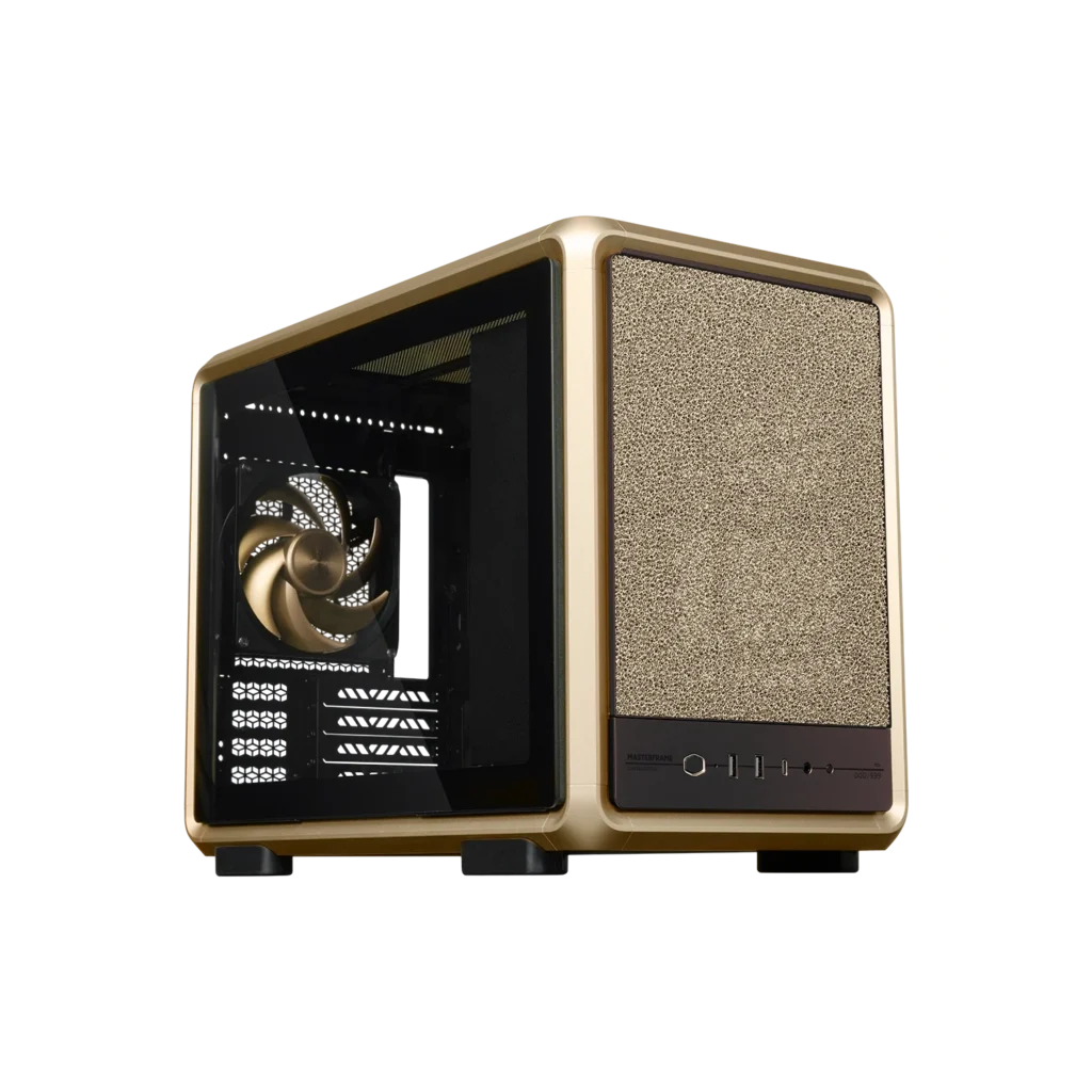 Gabinete Cooler Master MasterFrame 400 Mesh Gold Mini Tower 1 Fan 140mm Tempered Glass Gold s/Fuente