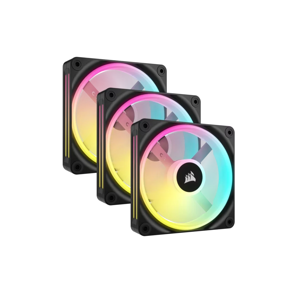 Kit de ventiladores CORSAIR PWM de 120 mm QX120 RGB x3 negro con iCUE Link