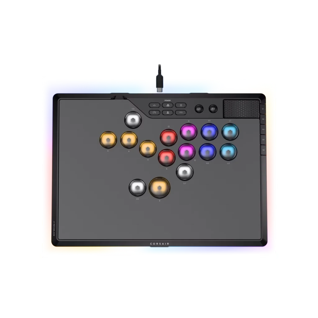 Controlador de juegos CORSAIR Novablade Pro Wireless Hall Effect Leverless Controller RGB LED MGX v2 Negro