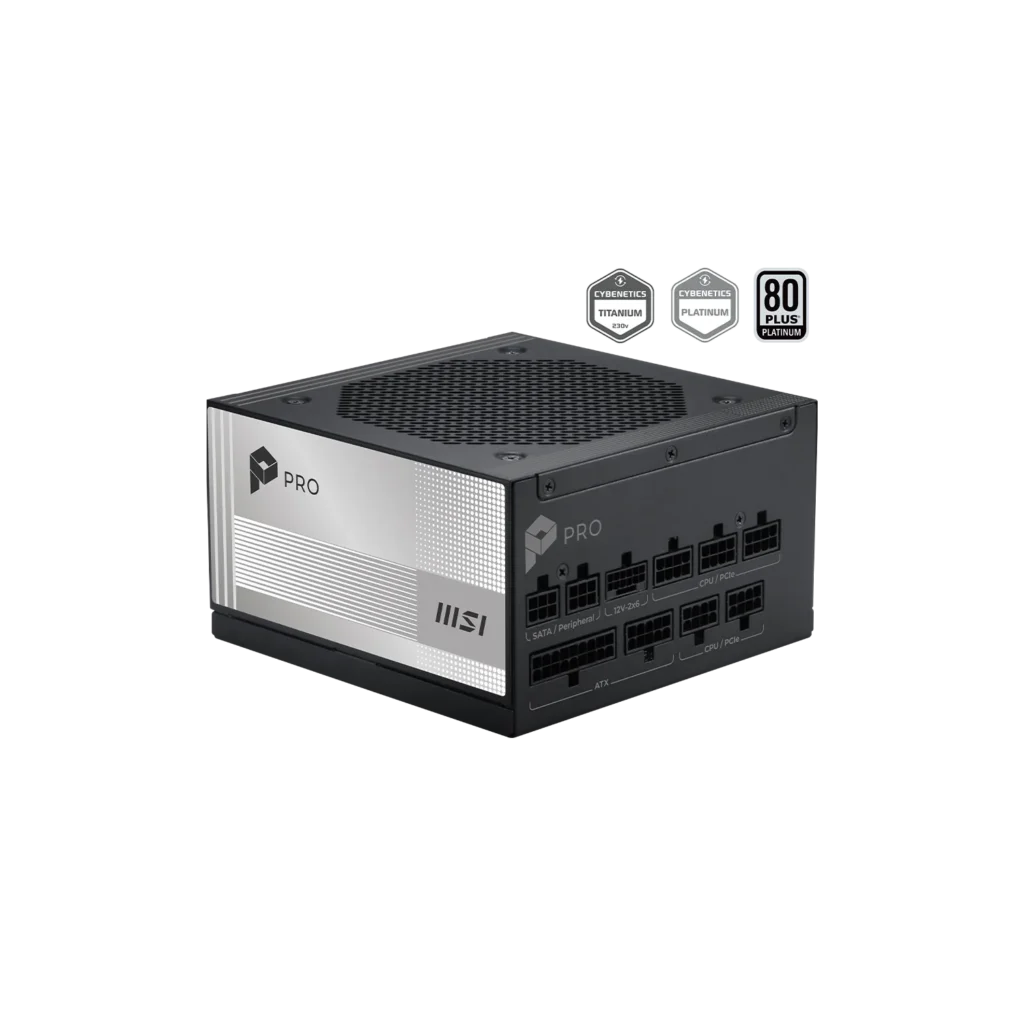 Fuente MSI PRO A1000PL PCIE5 1000W 80 Plus Platinium Cable USA