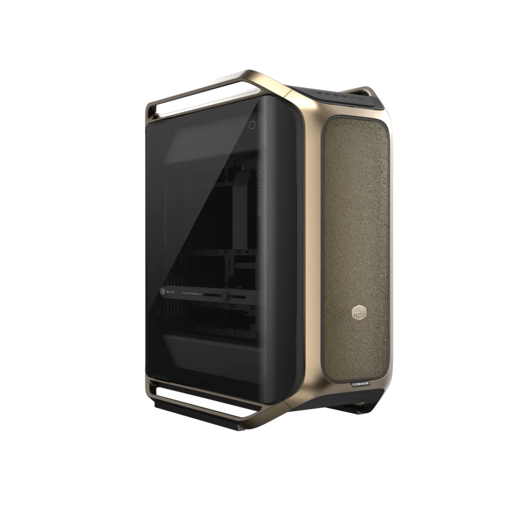 Gabinete Cooler Master Cosmos Alpha Gold Full Tower 3 Fans Tempered Glass Logo Bañado en Oro 24K s/Fuente