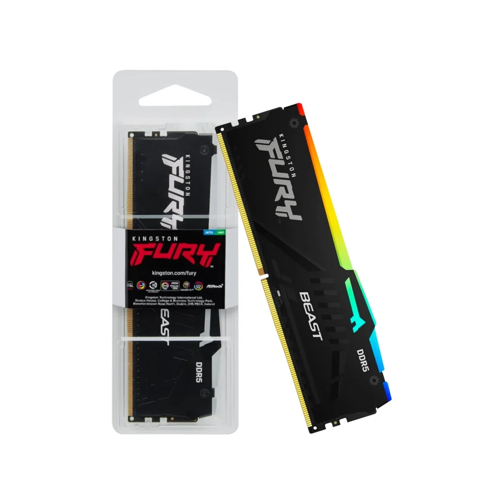 Memoria Ram UDIMM KINGSTON Fury Beast 8GB DDR5 6000MHz CL36 1.35V Single Negro RGB