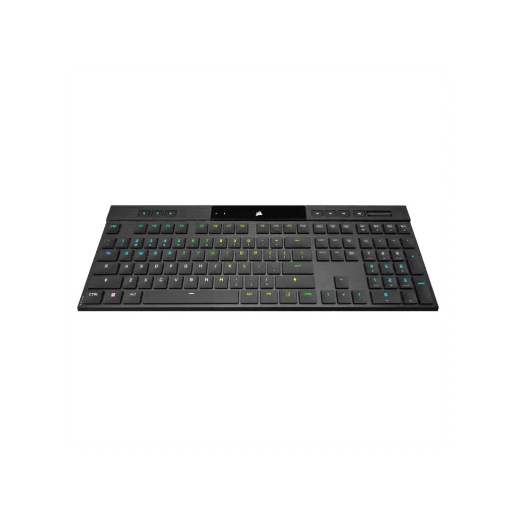 Teclado gamer Corsair RGB ultradelgado K100 AIR WIRELESS CHERRY MX Ultra Low Profile