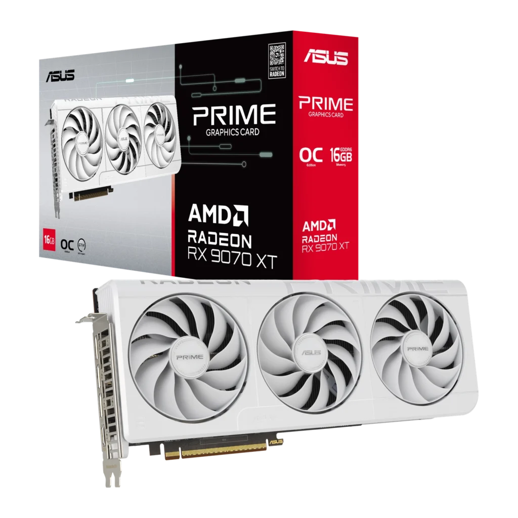Placa de Video ASUS AMD Radeon PRIME RX9070XT O16G WHITE