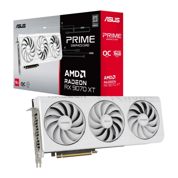 Placa de Video ASUS AMD Radeon PRIME RX9070XT O16G WHITE
