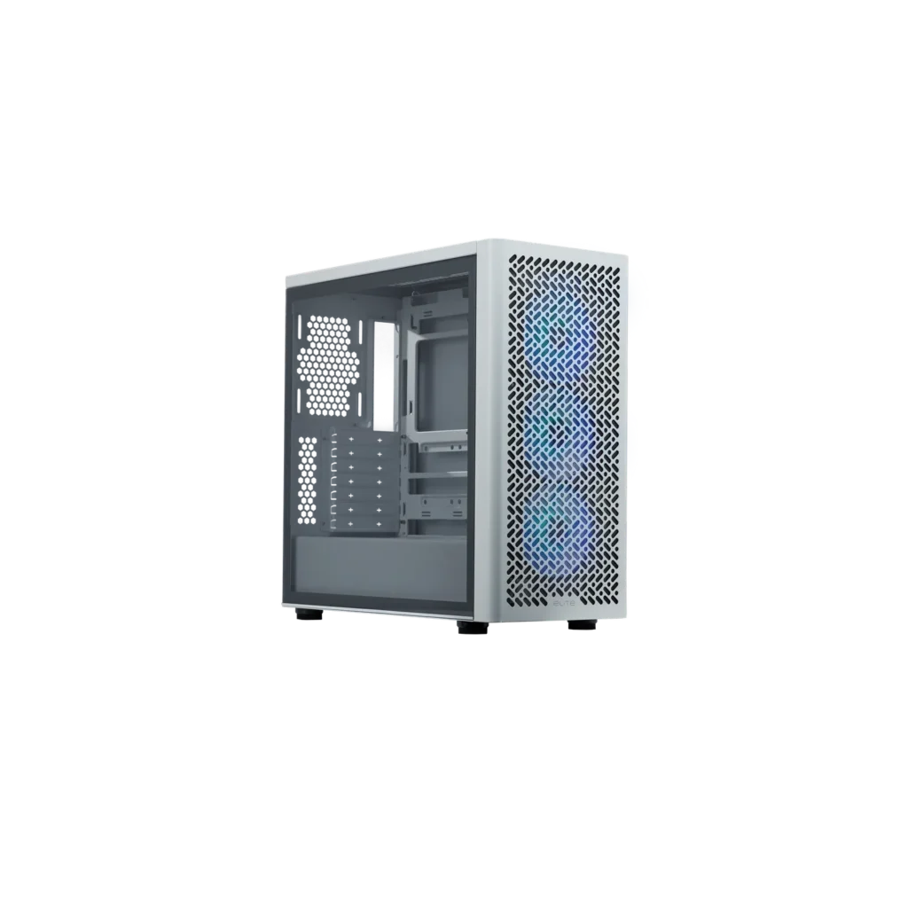 Gabinete Cooler Master Elite 502 Mid Tower 3 Fans ARGB Tempered Glass White s/Fuente