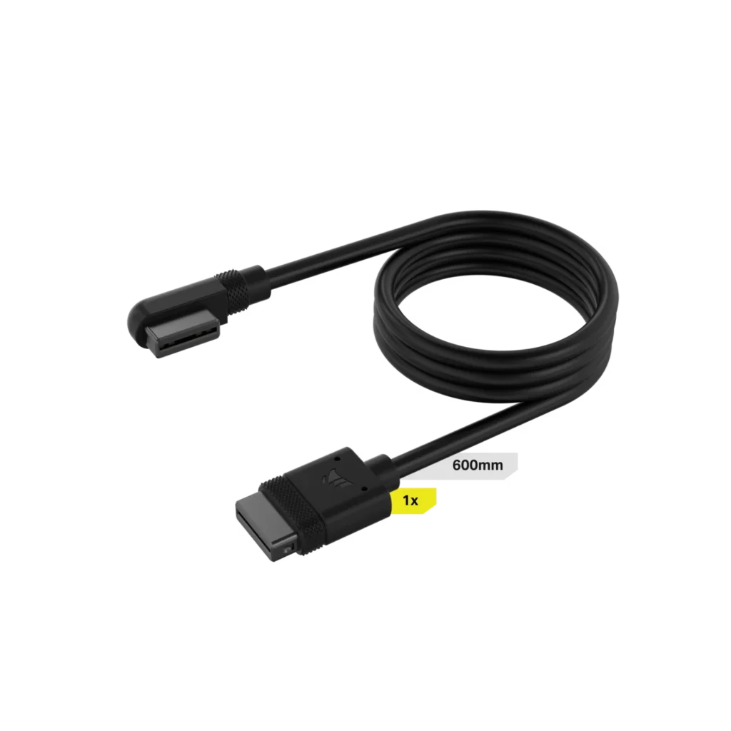 Cable CORSAIR iCUE LINK 1x 600mm con conector 90° negro