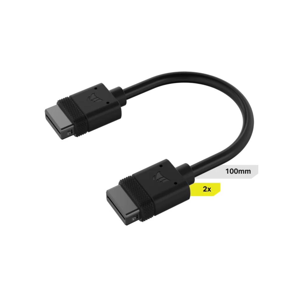 Cable CORSAIR iCUE LINK 2x 100mm con conector derecho negro