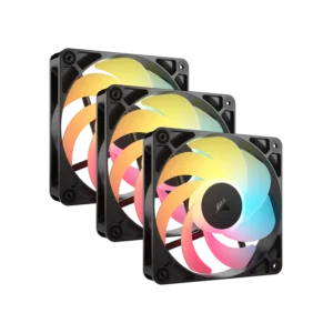 Kit de ventiladores CORSAIR flujo invertido RS120-R ARGB de 120 mm x3 negro