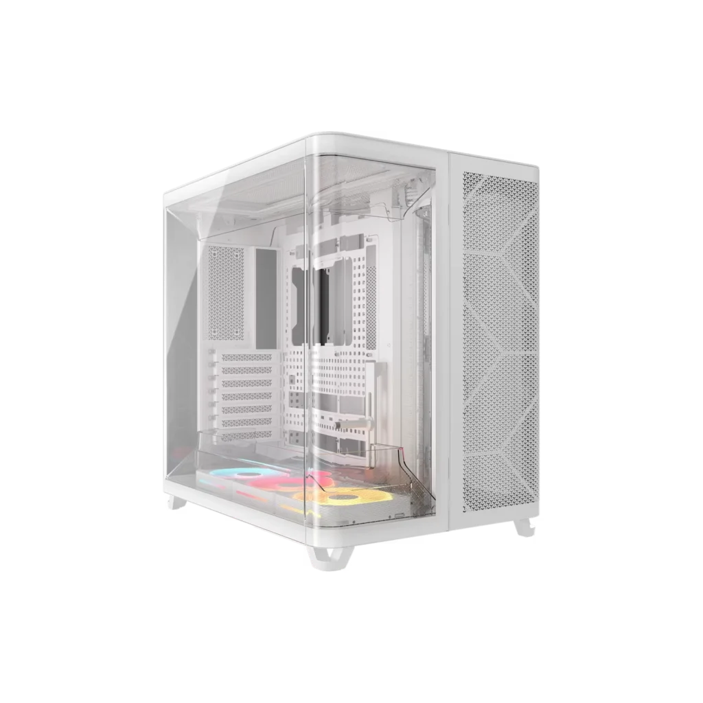 Gabinete CORSAIR AIR 5400 LX-R RGB iCUE LINK Mid Tower con triple cámara Blanco