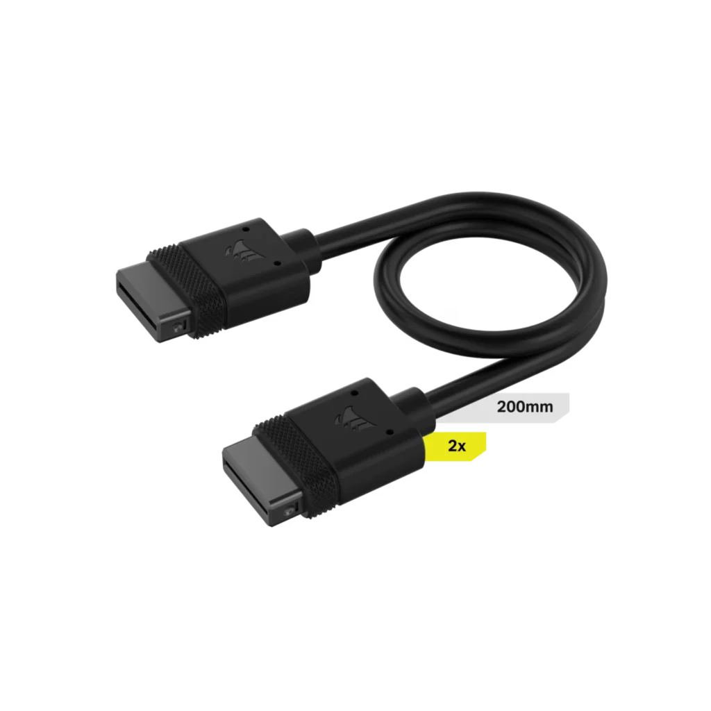 Cable CORSAIR iCUE LINK 2x 200mm con conector derecho negro