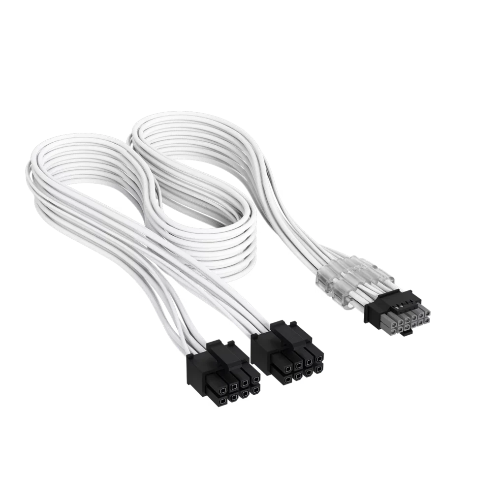 Cable Premium con funda 2x 8-Pin PCIe 12V y 2x6 600W Type 4 Blanco