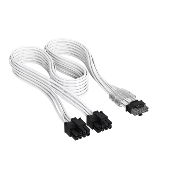 Cable Premium con funda 2x 8-Pin PCIe 12V y 2x6 600W Type 4 Blanco