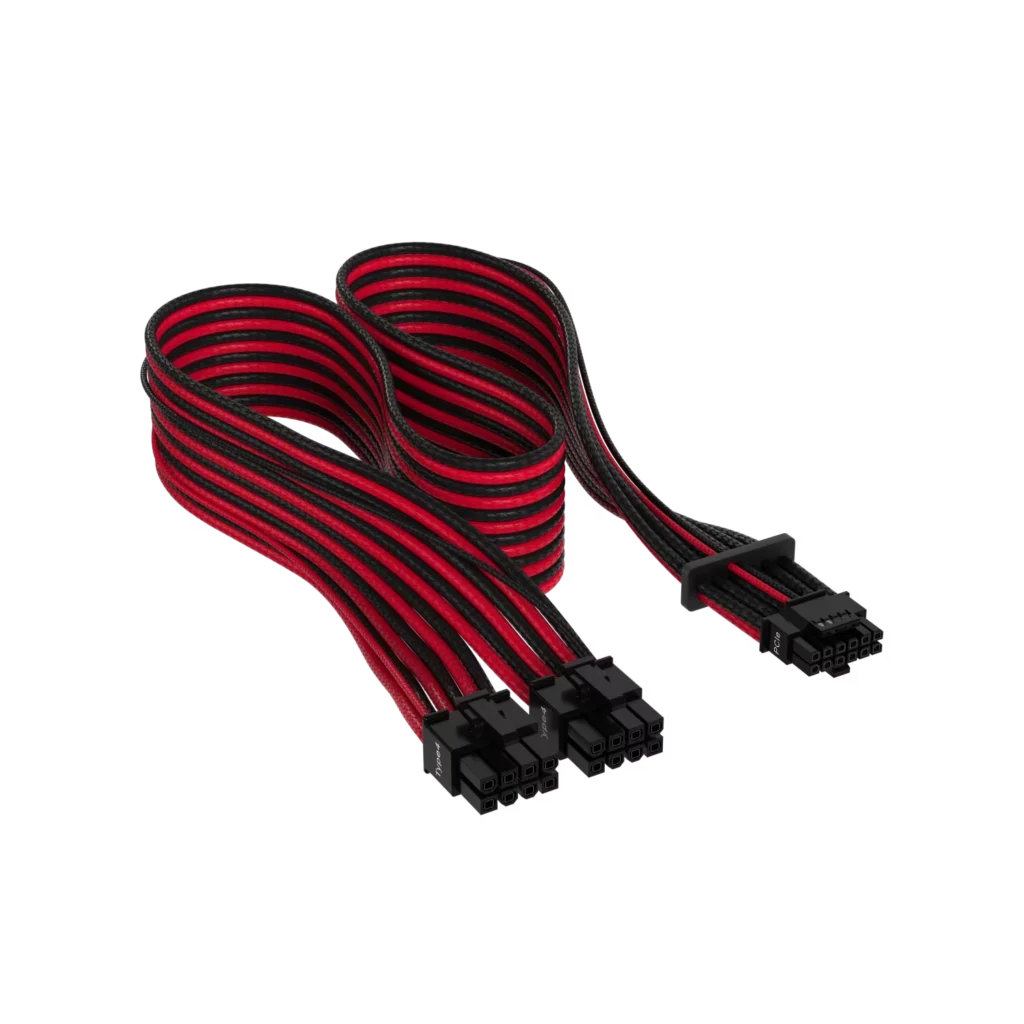 Cable con fundas individuales PCIe Gen 5 12V-2x6 de 600 W y 12 4 patillas con funda individual, Type 4, ROJO/NEGRO