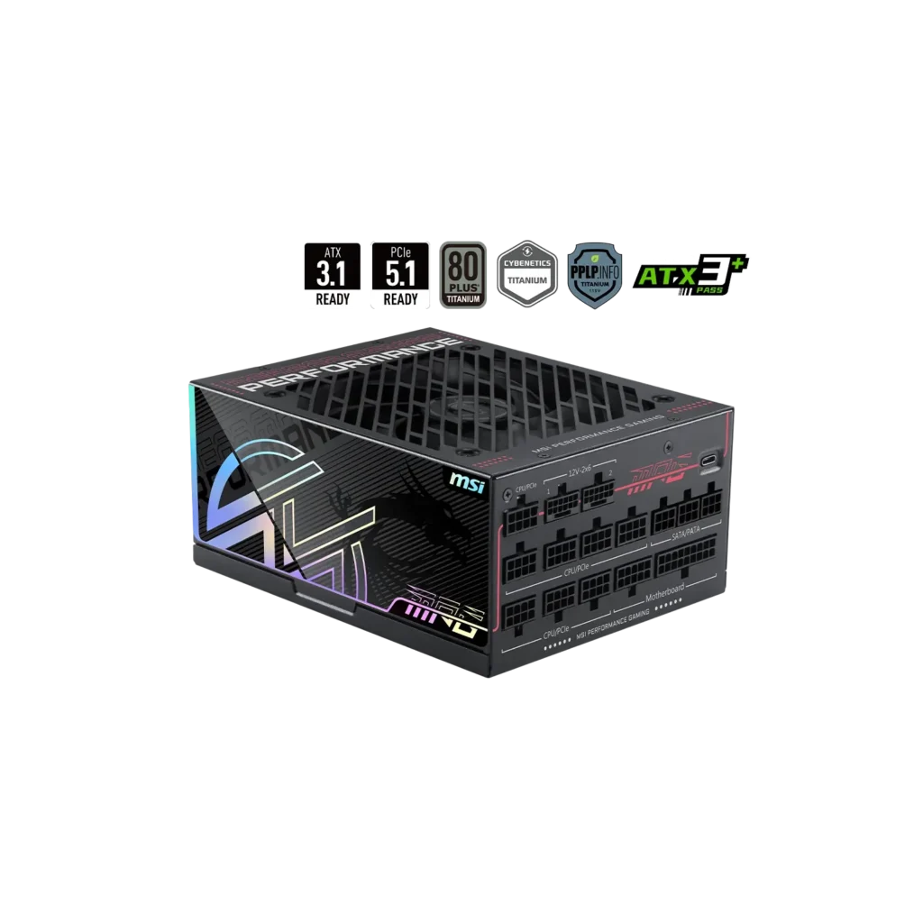Fuente MSI MPG AI1600TS PCIE5 1600W 80 Plus Titanium Cable USA